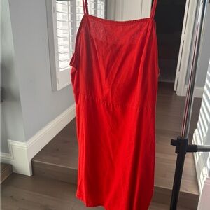 BP Vibrant Red Linen Mini Dress